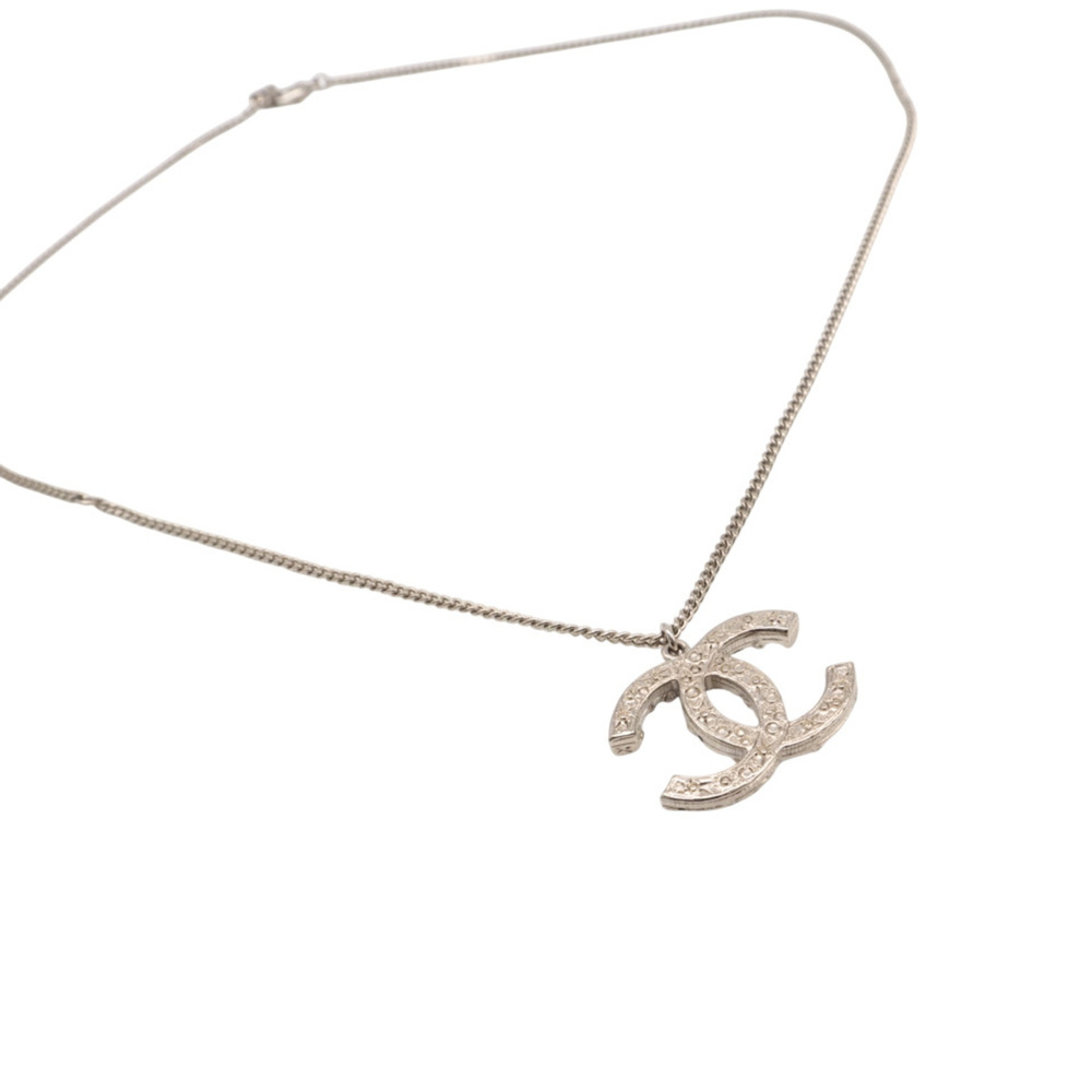 CHANEL Silver Logo Necklace